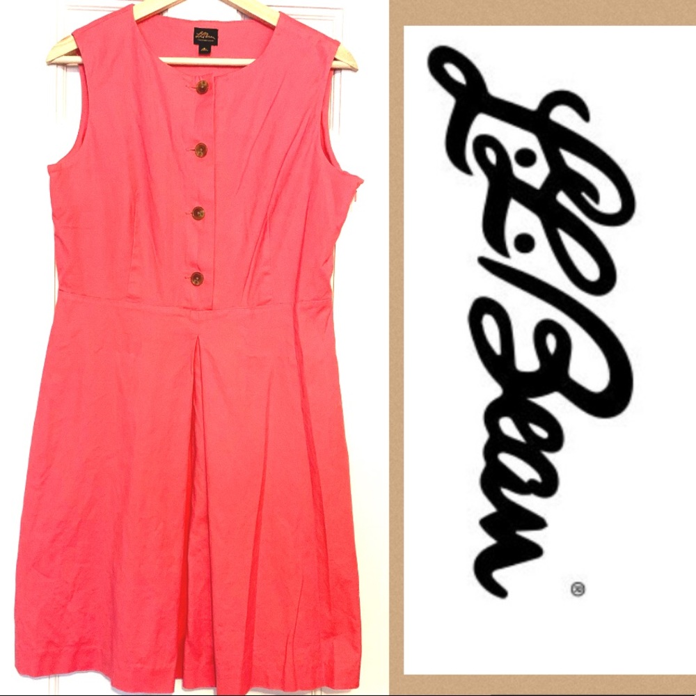 L.L. Bean Linen Melon Colored Dress